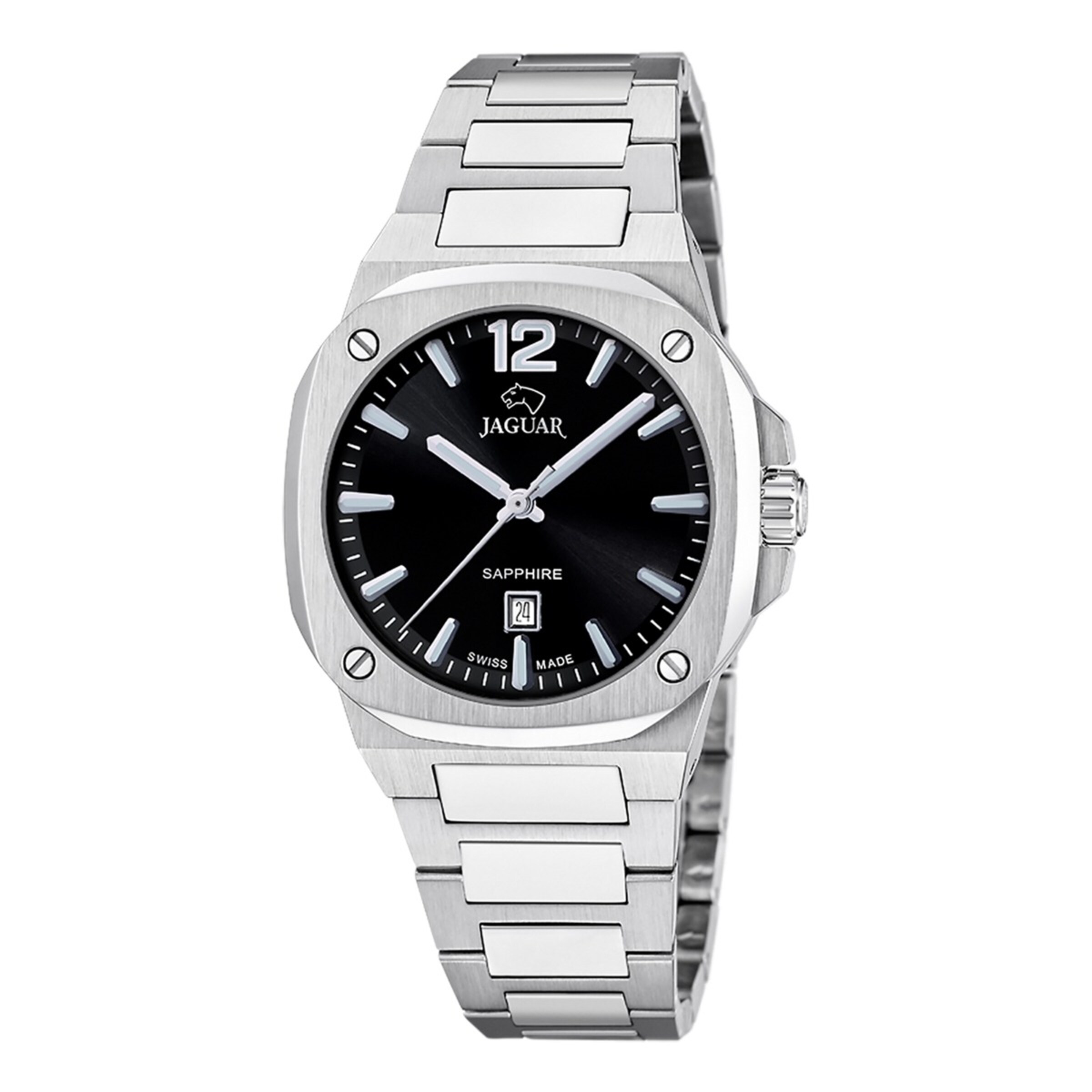 Jaguar Analog Watch in Silver: front