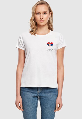 Merchcode T-Shirt 'Football - Serbia' in Weiß: Vorderseite