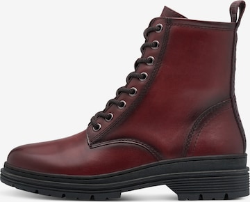 Tamaris Lace-Up Ankle Boots in Red: front
