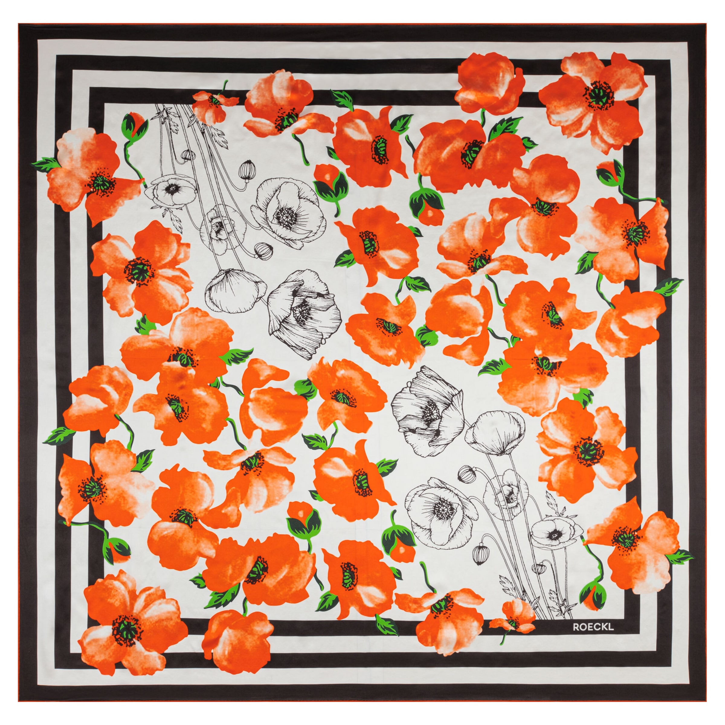 Foulard 'POPPY RUSH' di Roeckl in nero: frontale