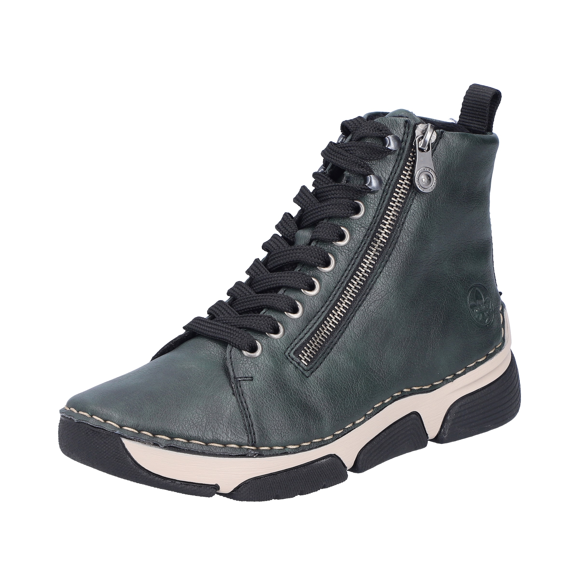 Rieker Lace-Up Ankle Boots in Green: front