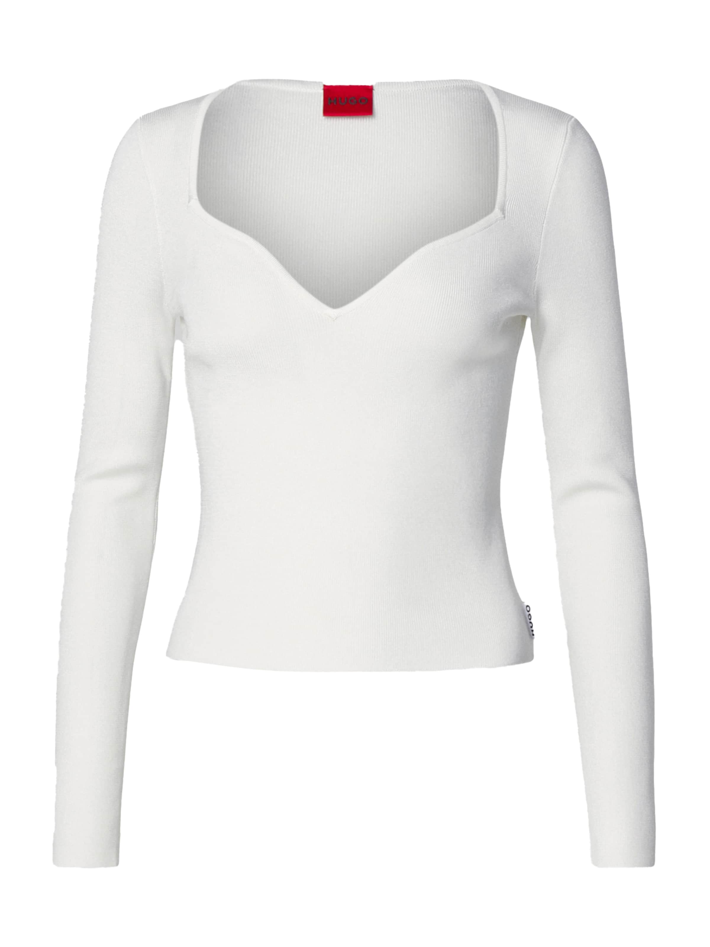 HUGO Πουλόβερ 'Satch' σε λευκό: μπροστά