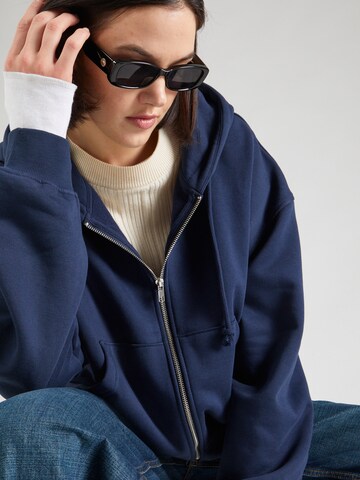 WEEKDAY Zip-Up Hoodie 'Boxy' in Blue