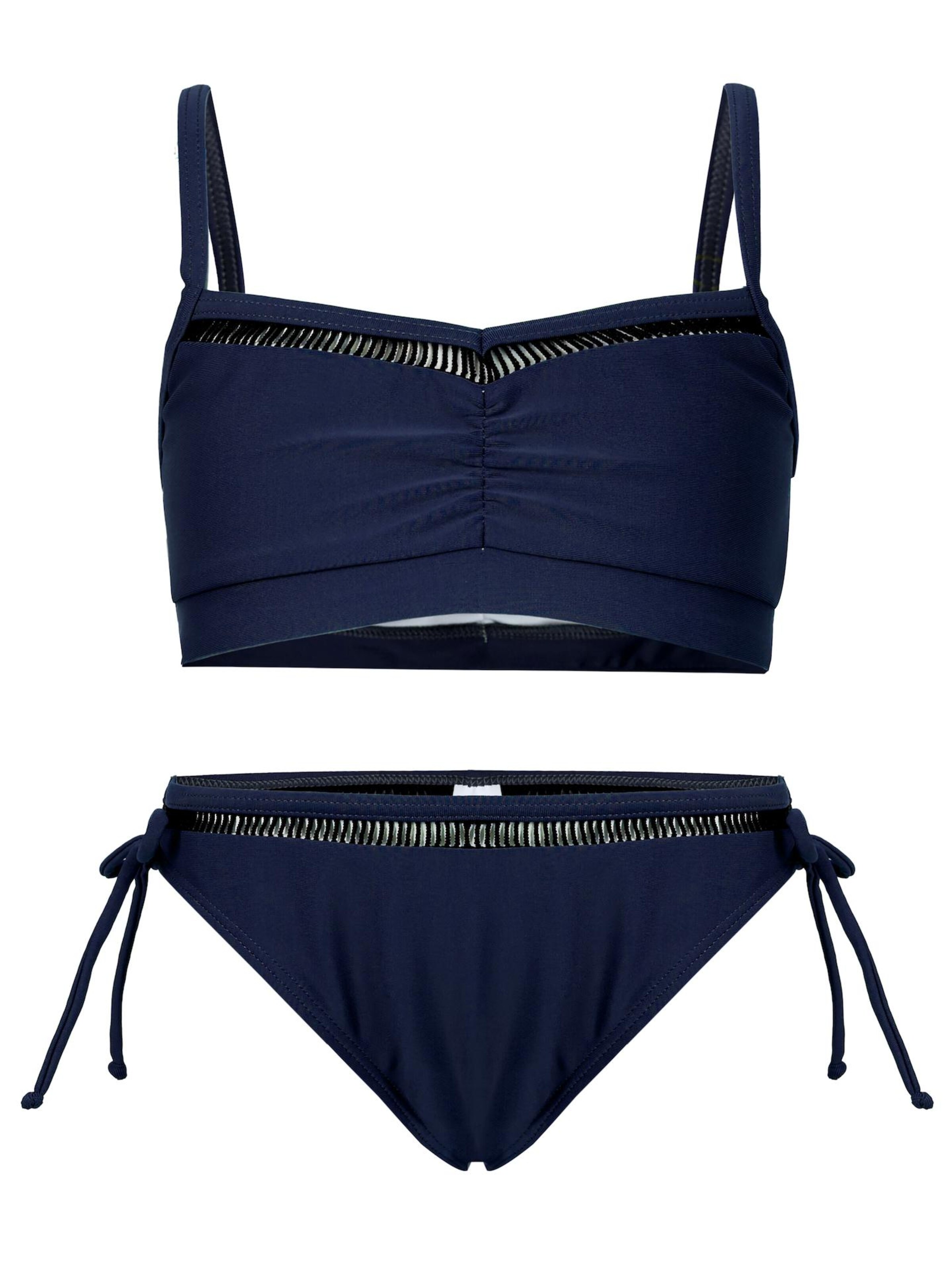 La V Triangel Bikini 'Bikini classic met kant detail' in Blauw: voorkant