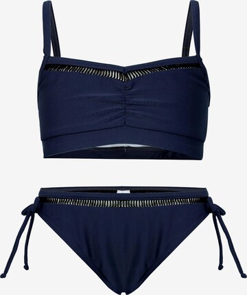 La V Bikini 'Bikini classic met kant detail' in Blauw: voorkant
