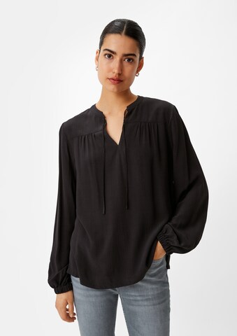 comma casual identity Blouse in Zwart: voorkant