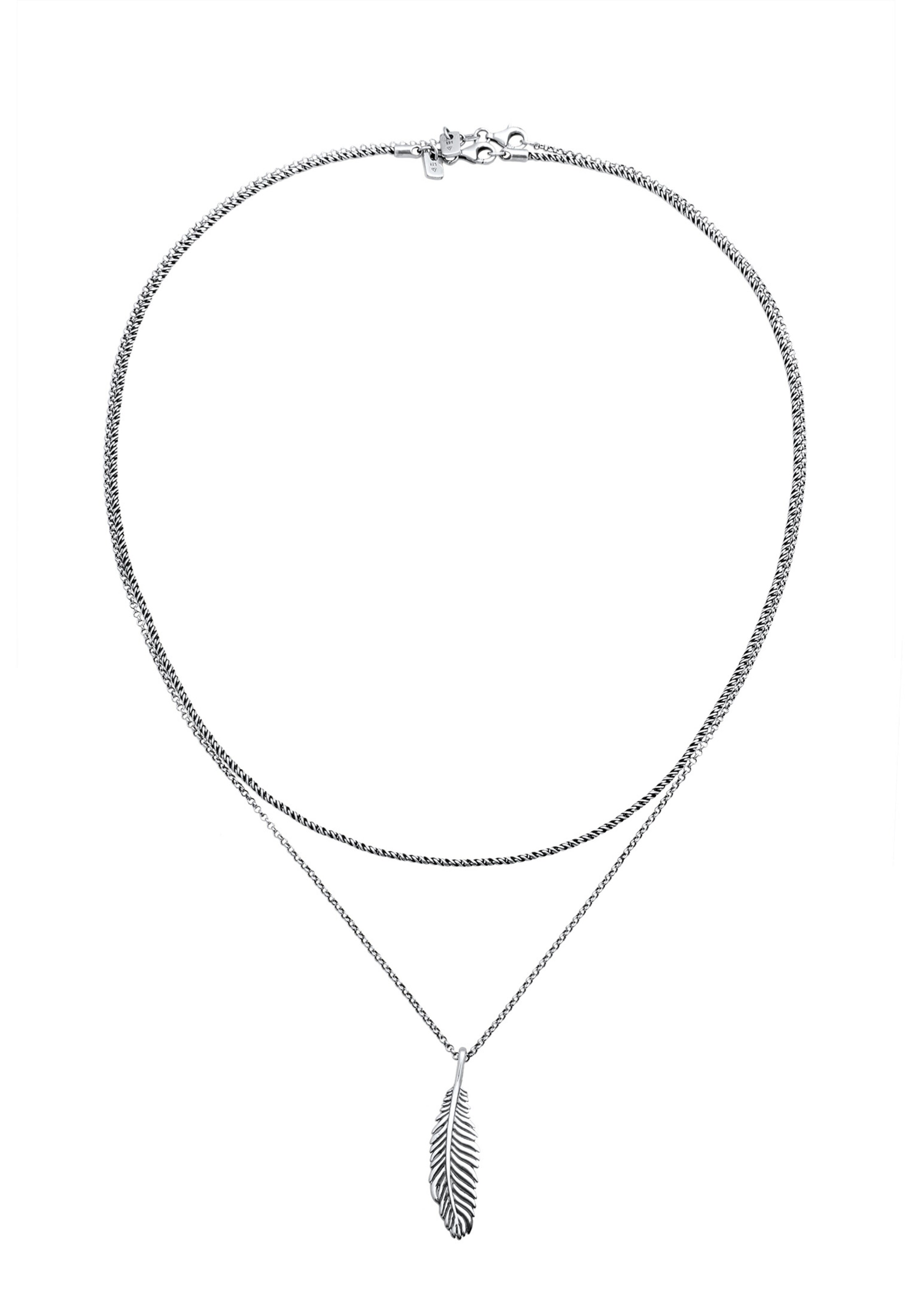 KUZZOI Necklace 'Feder' in Silver: front