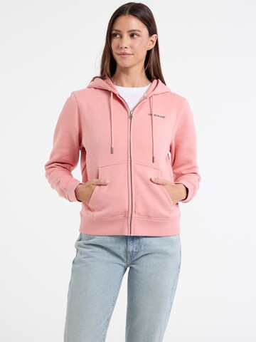 GUESS Zip-Up Hoodie 'American' in Pink: front
