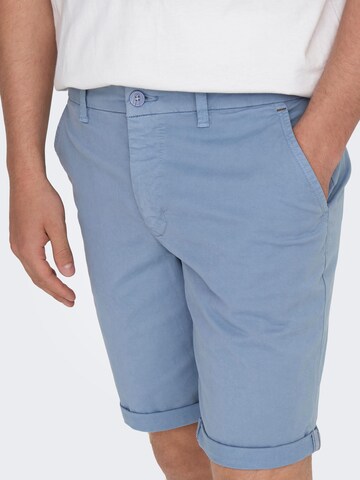 Regular Pantalon chino 'Peter' Only & Sons en bleu