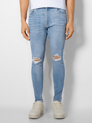 Bershka Skinny Jeans in Blue: front