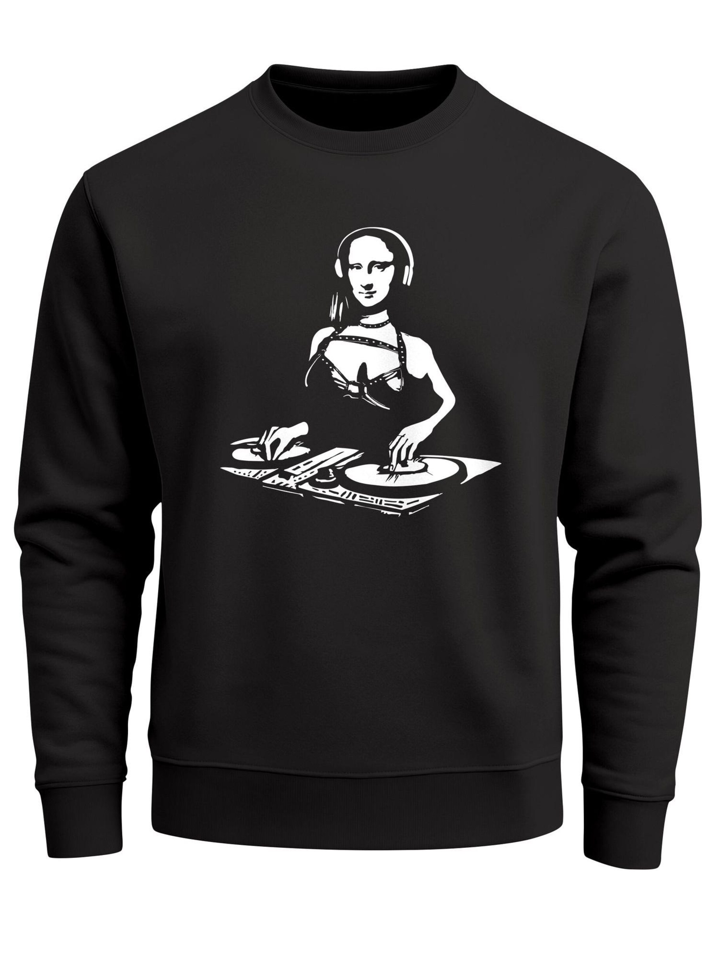 Neverless Sweatshirt 'Mona Lisa DJ' in Black: front
