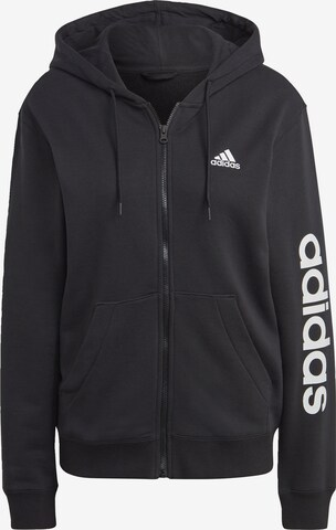 ADIDAS SPORTSWEAR Athletic Zip-Up Hoodie 'Essentials' in Black: front