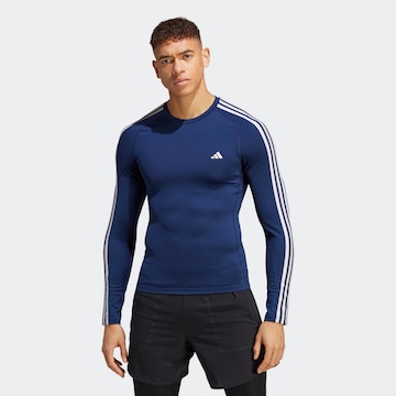 ADIDAS PERFORMANCE - Camiseta funcional 'Techfit 3-Stripes ' en azul: frente