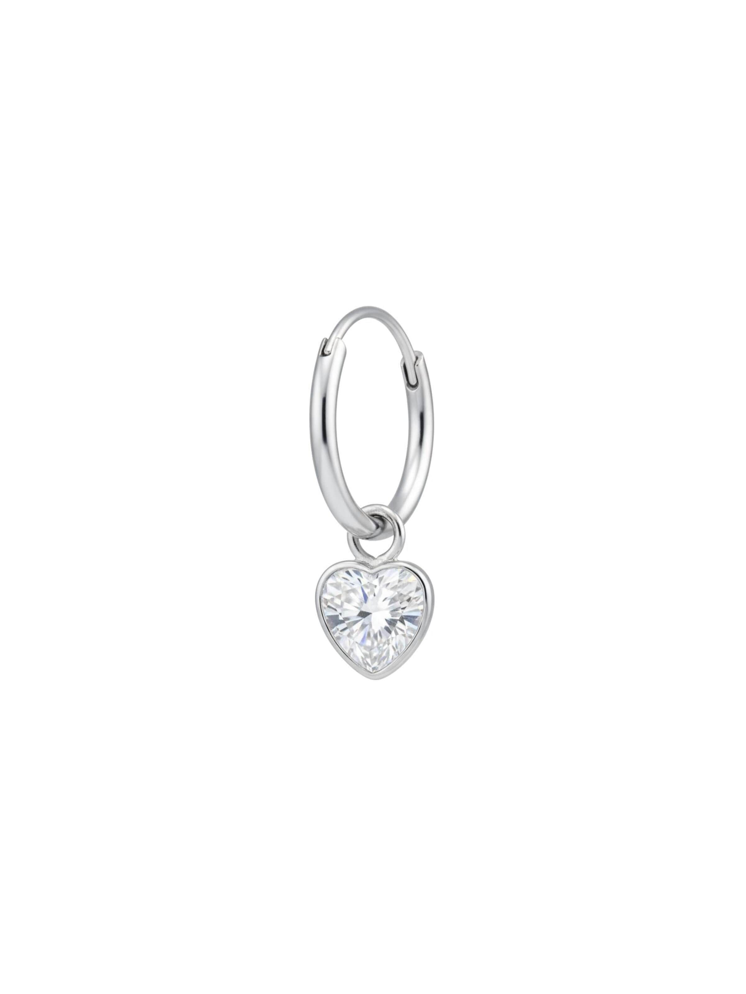 Boucles d'oreilles 'Silberne Creolen mit Hängendem Herz und Zirkonia' Maxte en argent : devant