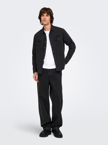 Only & Sons Regular fit Button Up Shirt 'ONSRAY' in Black