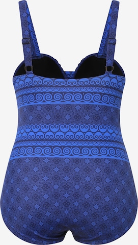 Ulla Popken Minimiser Shaping Swimsuit in Blue