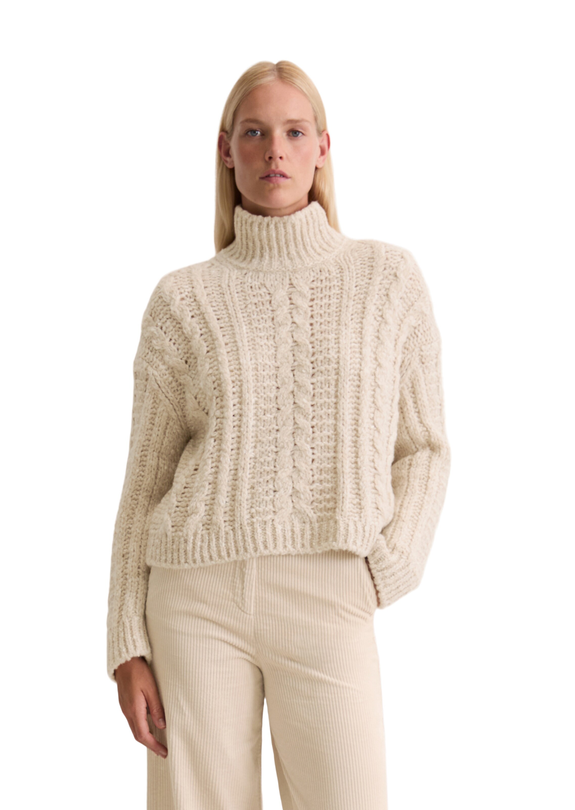 Marc O'Polo Sweater ' aus Alpakawolle-Baumwolle-Merinowolle-Mix ' in Beige: front