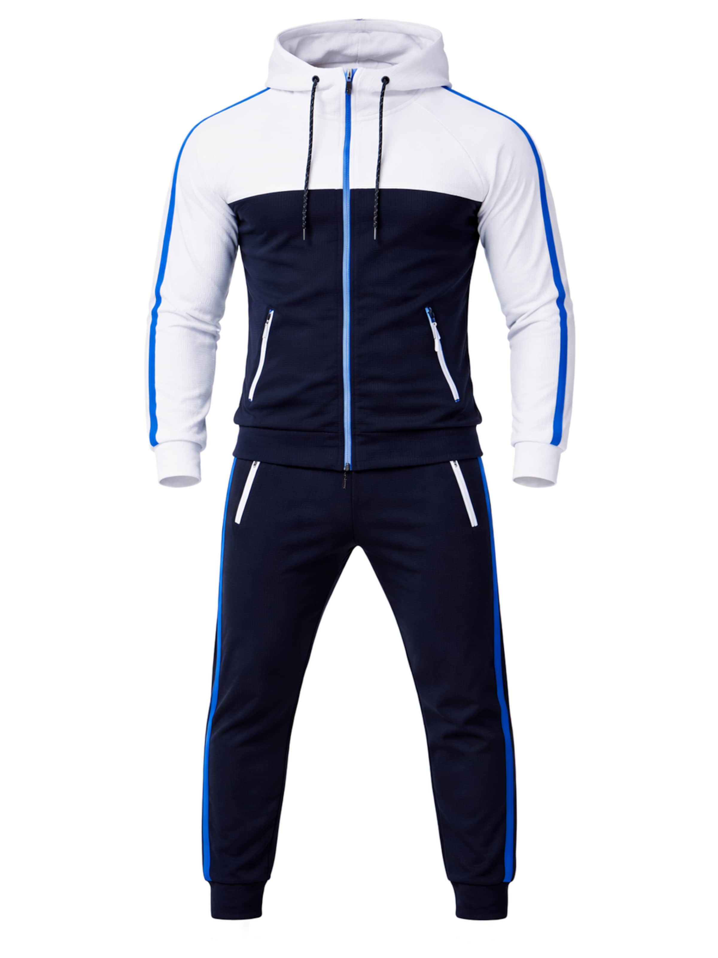 L.Gonline Sweatsuit 'Herren Jogginganzug Freizeitanzug Sportlich 3750' in White: front