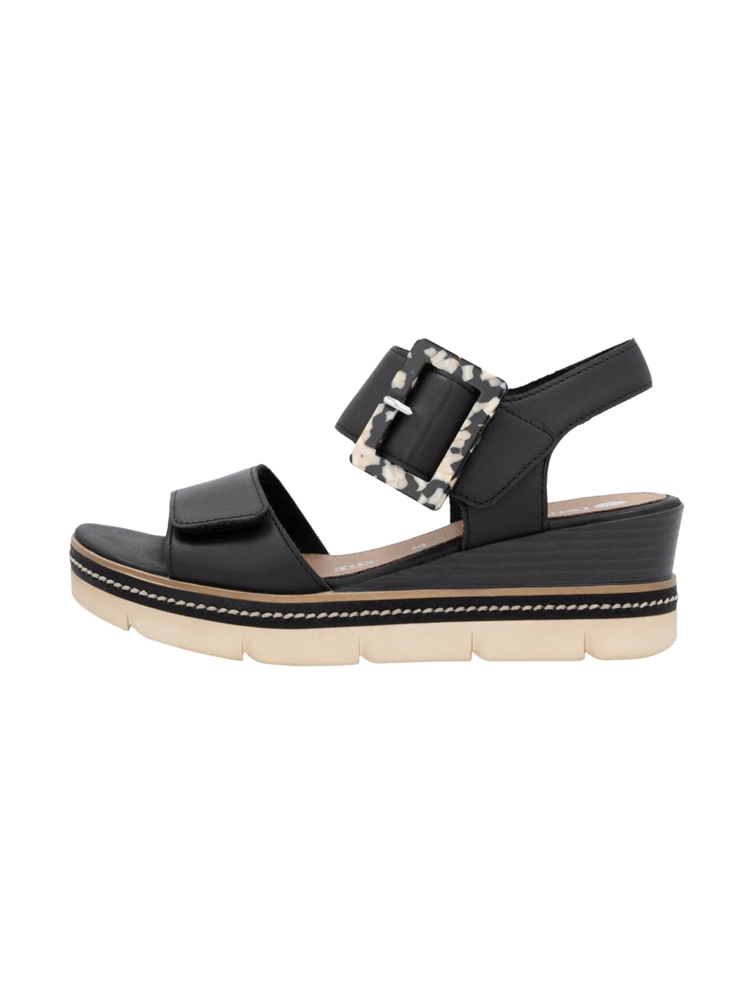 Sandalo 'Artigo-Sandalen mit Keilabsatz aus Leder' di REMONTE in nero