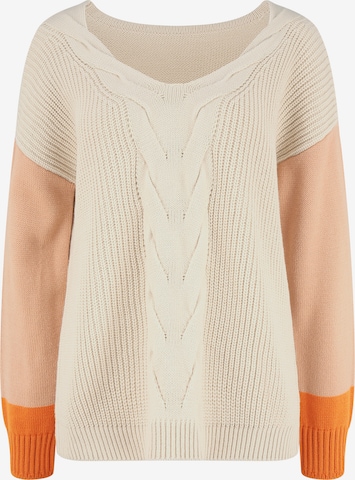 LASCANA Pullover 'Braid' i beige: forside