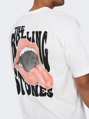 Only & Sons Тениска 'ROLLING STONES' в бяло