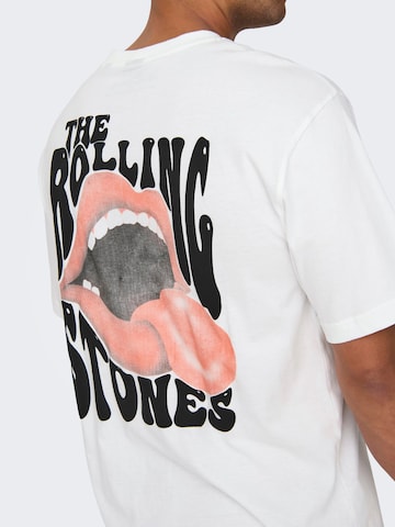 Only & Sons - Camiseta 'ROLLING STONES' en blanco