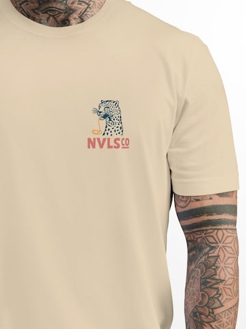 Neverless Shirt 'Eat pasta'‌‌‌‌‌‌‌ in Beige