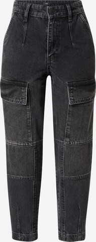 River Island - Tapered Calças de ganga cargo em preto: frente