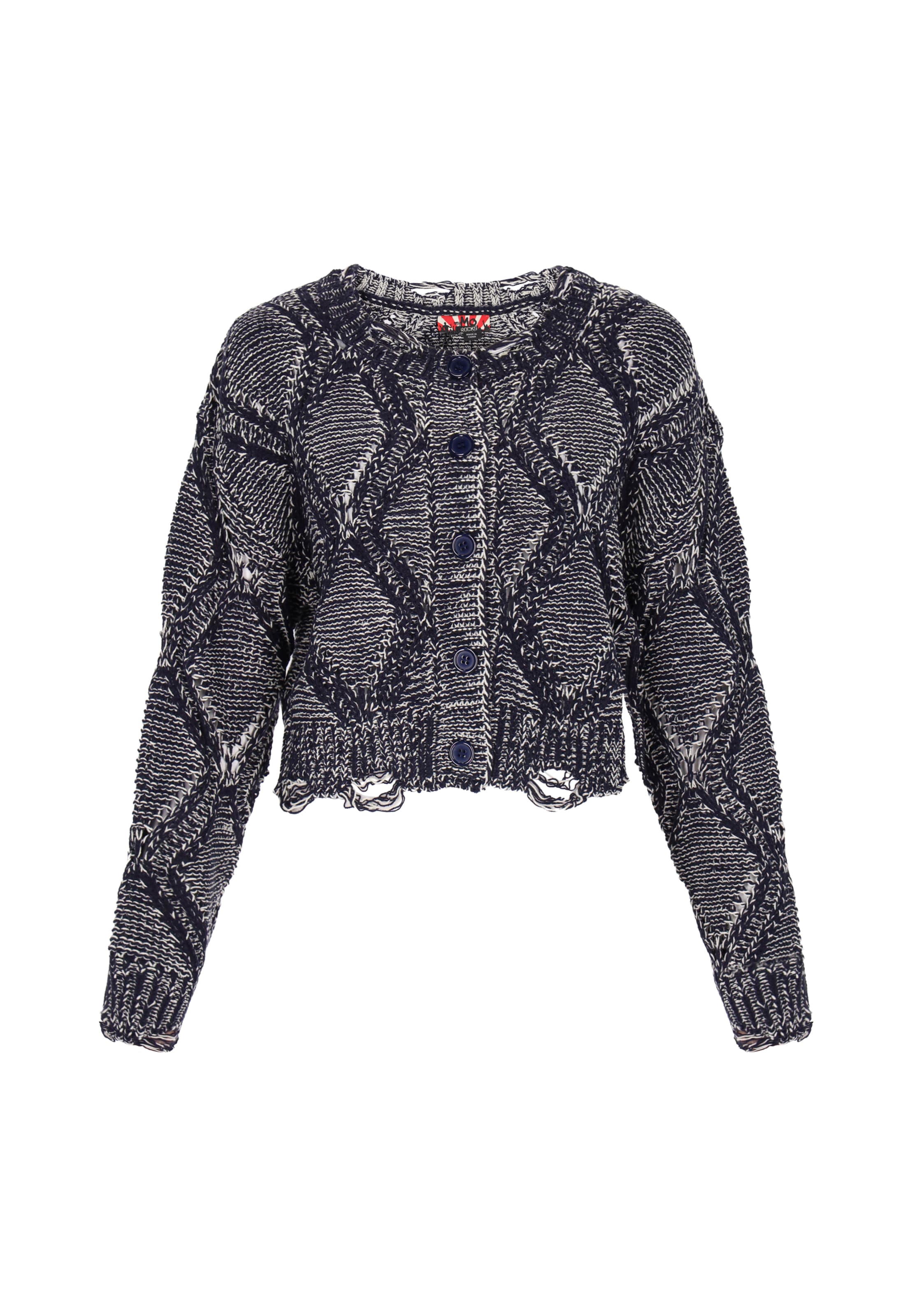 myMo ROCKS Strickjacke in schwarz / weiß, Produktansicht