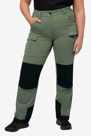 Ulla Popken Regular Athletic Pants in Green: front