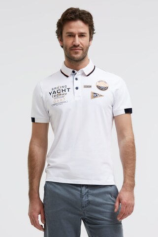 Gaastra Poloshirt Kurzarm mit Artwork und Canvas-Patches in Weiß: Vorderseite