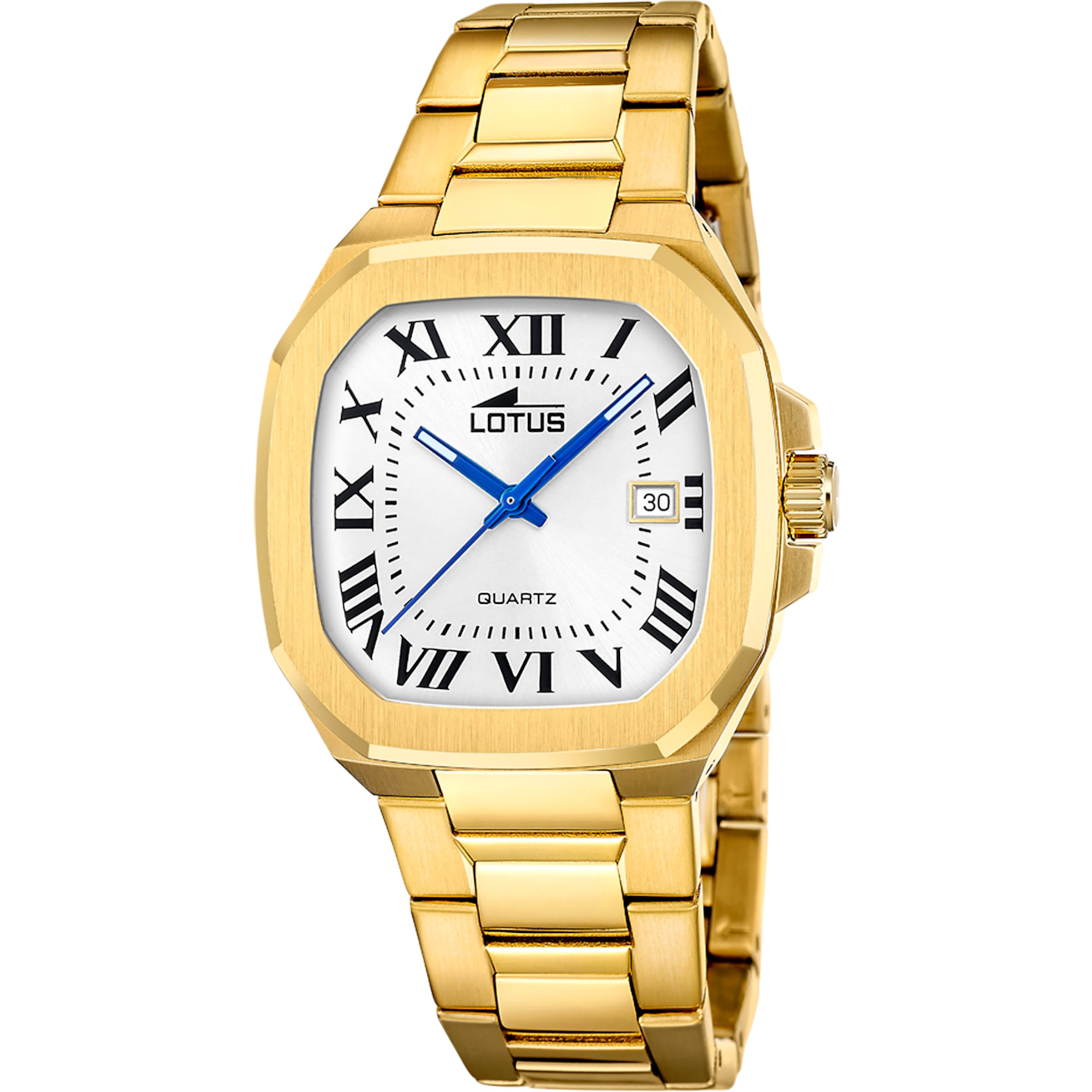 Lotus Analog Watch in Gold: front