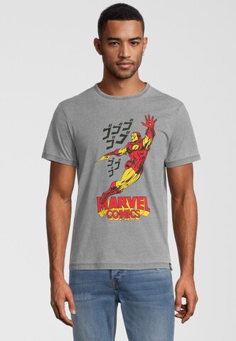 Recovered Shirt 'Marvel Comics Iron Man' in Grijs: voorkant