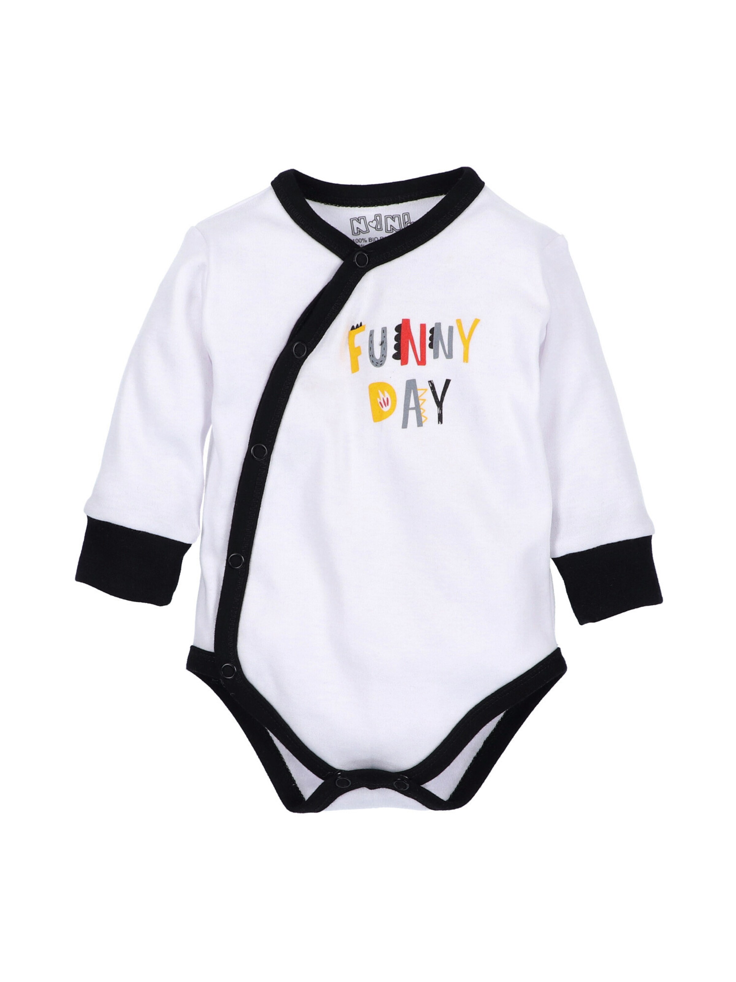NINI Rompertje/body 'Funny Day' in Wit: voorkant