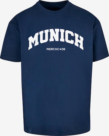 Merchcode T-Shirt 'Munich Wording' in Blau: Vorderseite