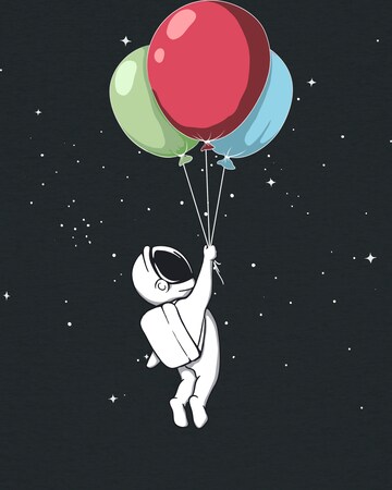Watapparel Shirt 'Little Balloon Astronaut' in Schwarz