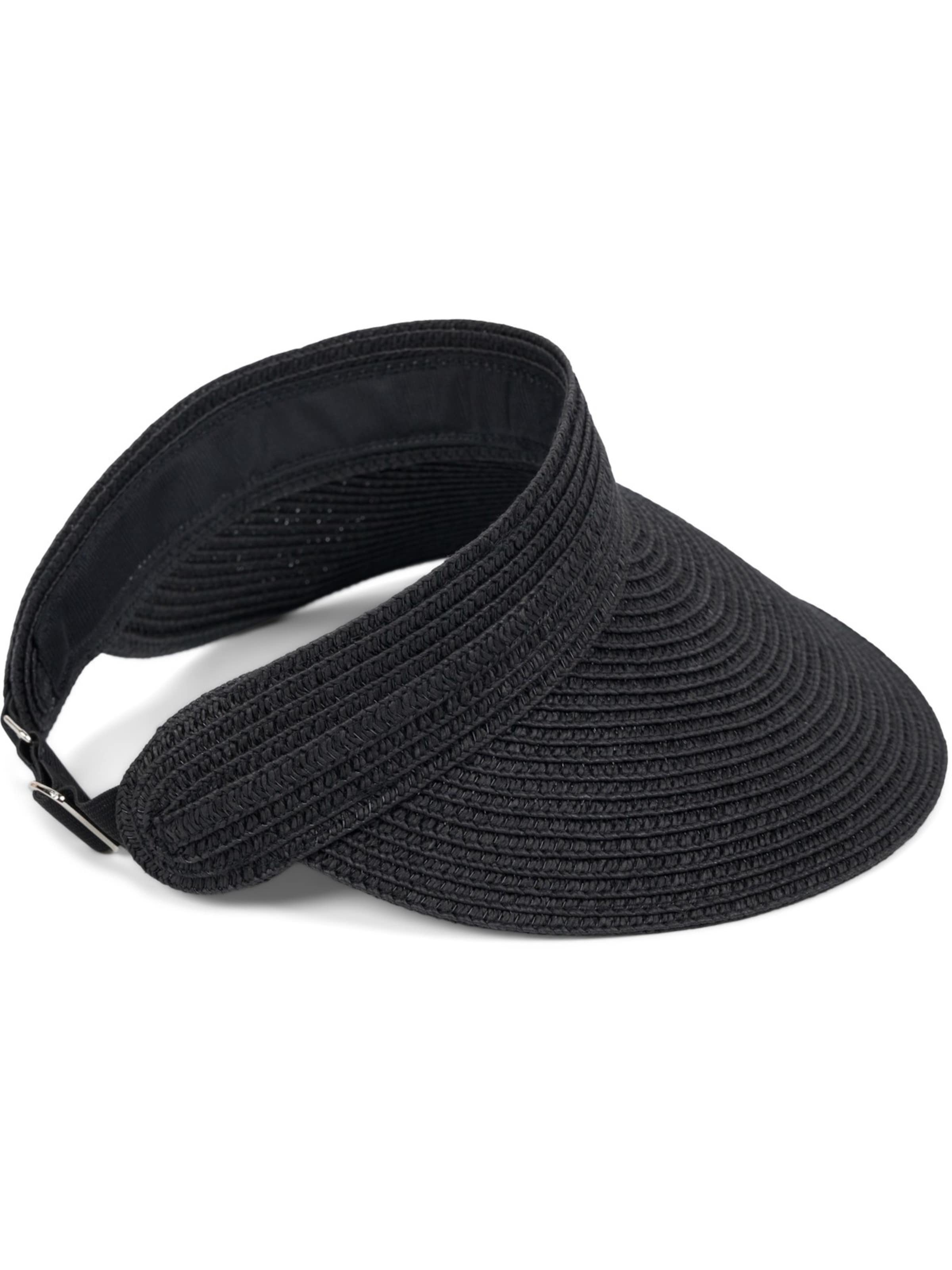 styleBREAKER Cap 'Papierstroh Visor Cap Einfarbig' in Black: front