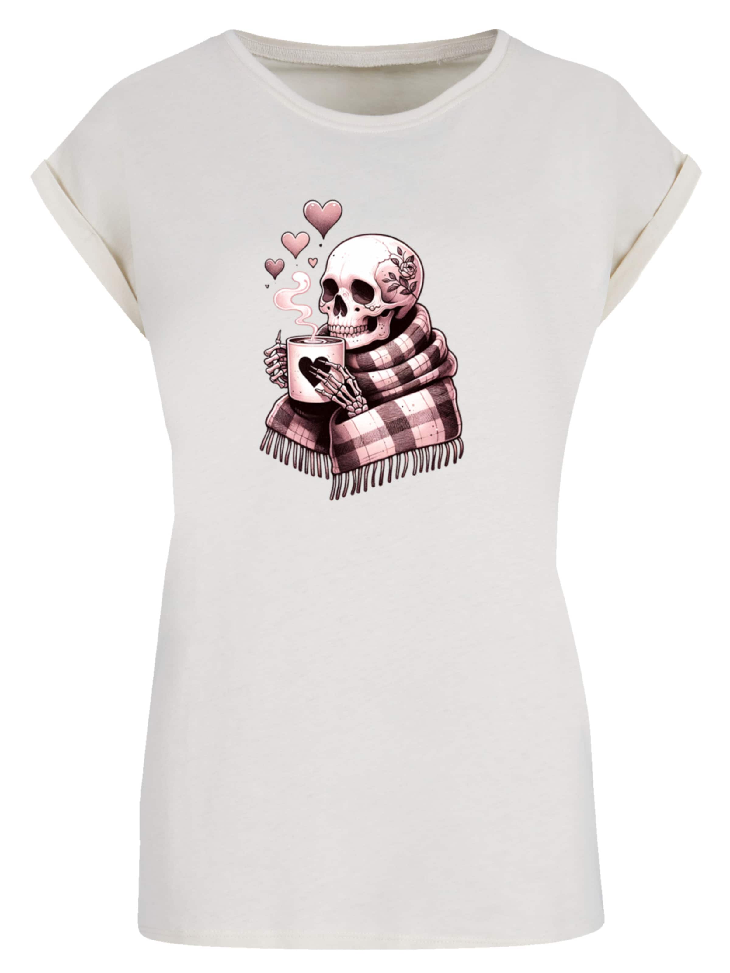 F4NT4STIC Shirt 'Cozy Winter Skelett' in Beige: voorkant