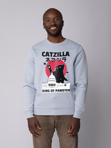 Sweat-shirt ' Catzilla ' Watapparel en bleu : devant