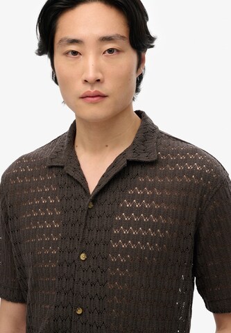 Superdry Comfort fit Button Up Shirt in Black