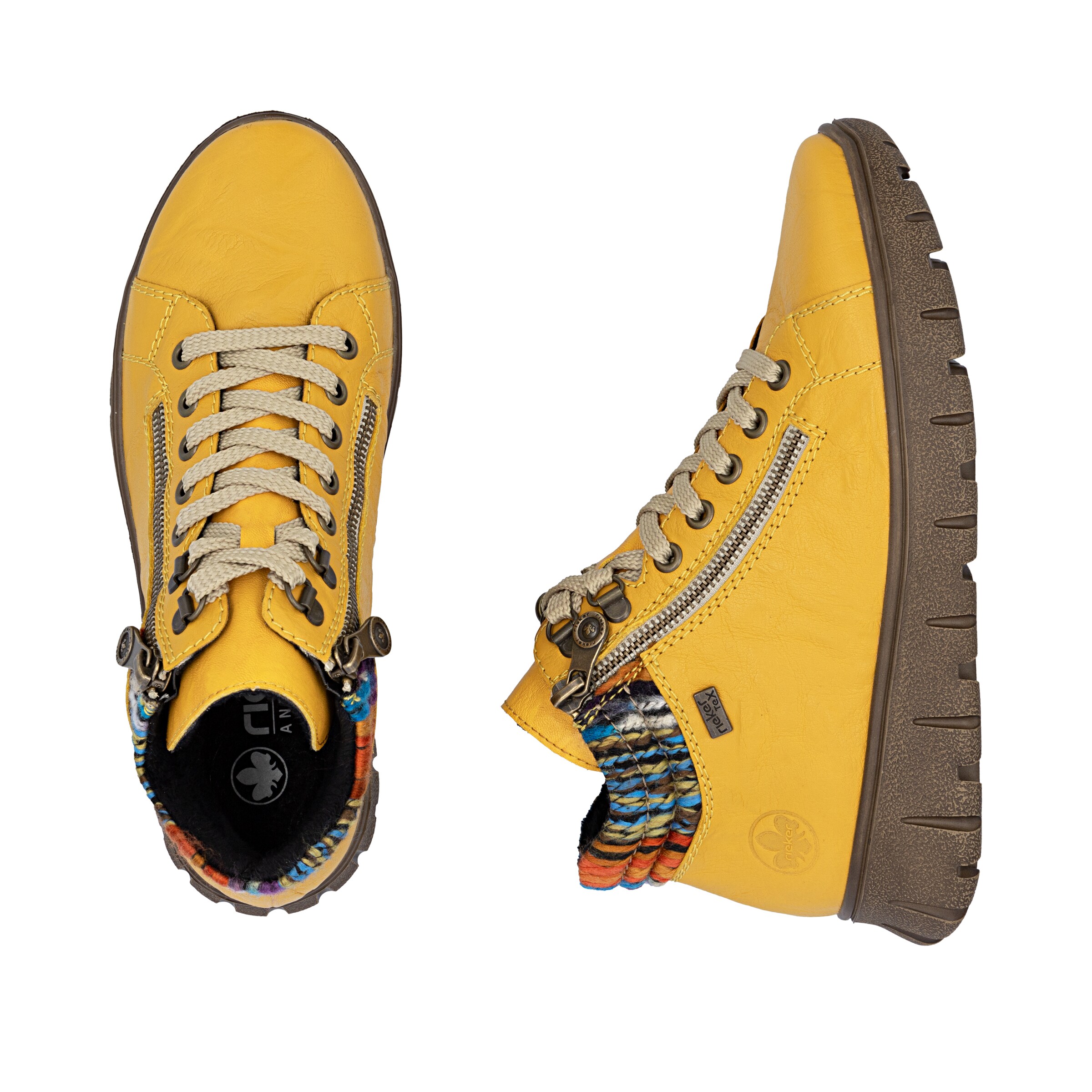 Rieker Lace-Up Ankle Boots in Yellow