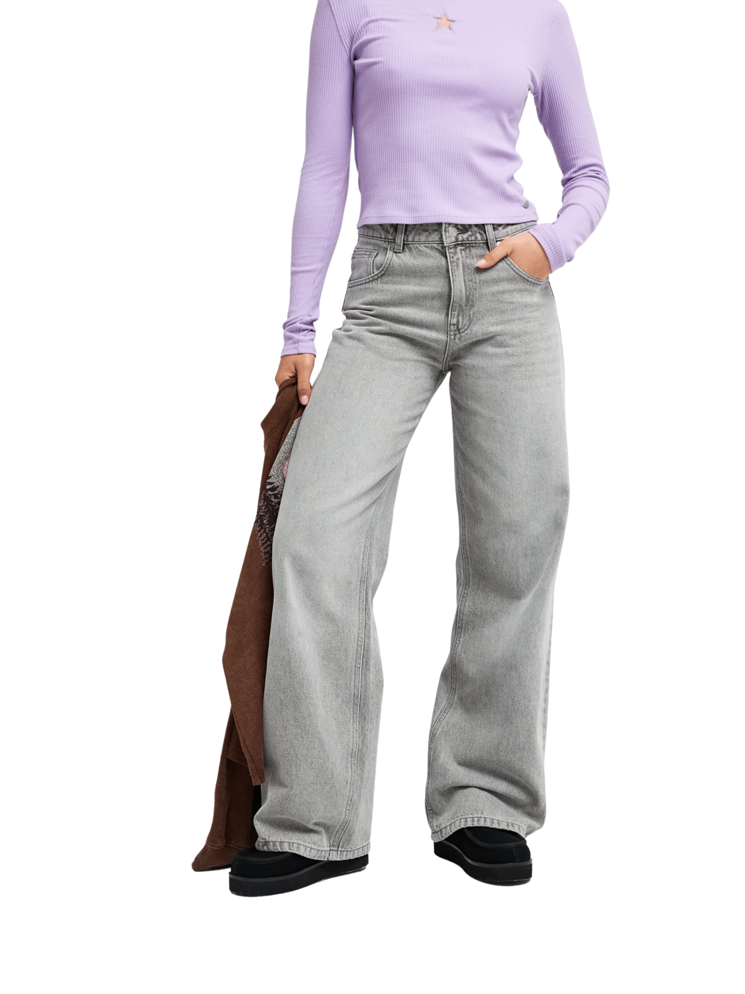 ROXY Wide leg Jeans in Grey: front