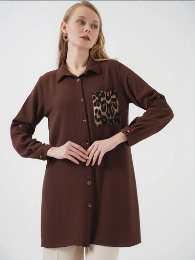 Camicia da donna Bigdart di colore marrone / marrone scuro / nero, Visualizzazione prodotti