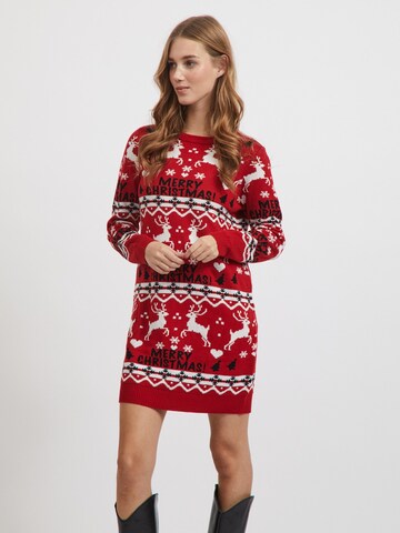 VILA Knitted dress 'Anna' in Red: front