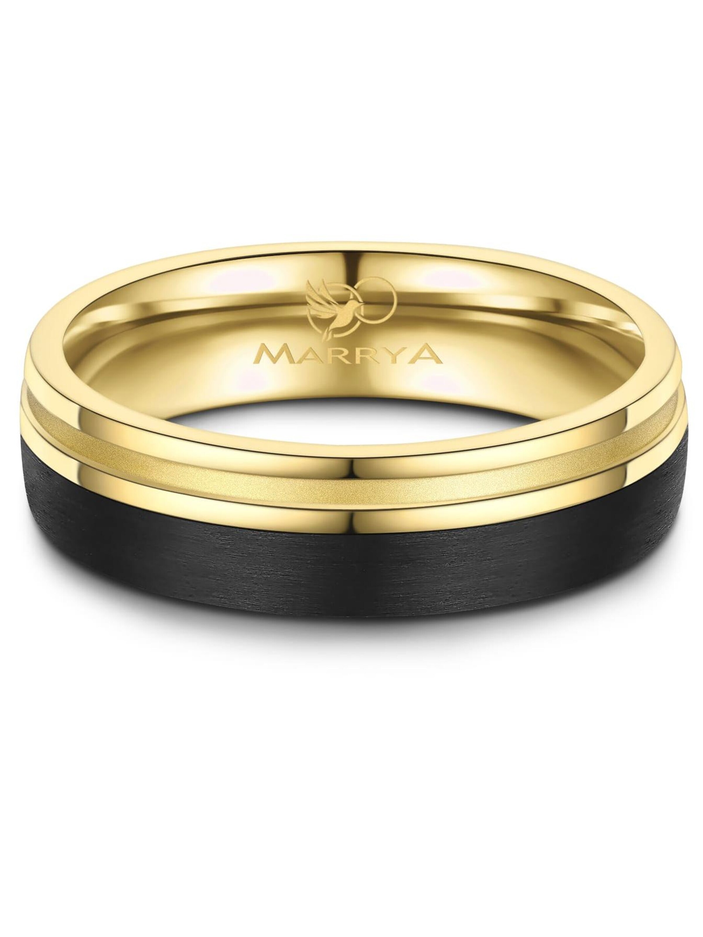 MARRYA Ring 'MARRYA CA-02 Ehering aus Carbon + Edelstahl - Schwarz - Gold Farben' in Gold