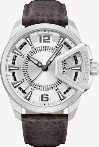 POLICE Analoguhr 'Underlined' in Braun: Vorderseite