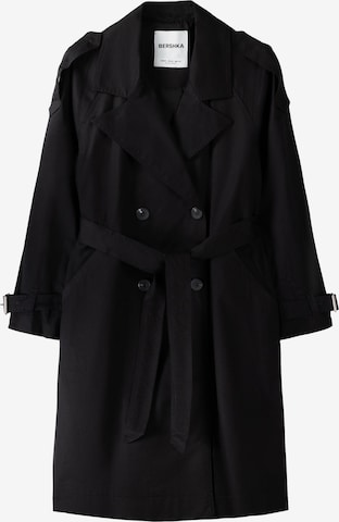 Bershka Přechodný kabát – černá: přední strana