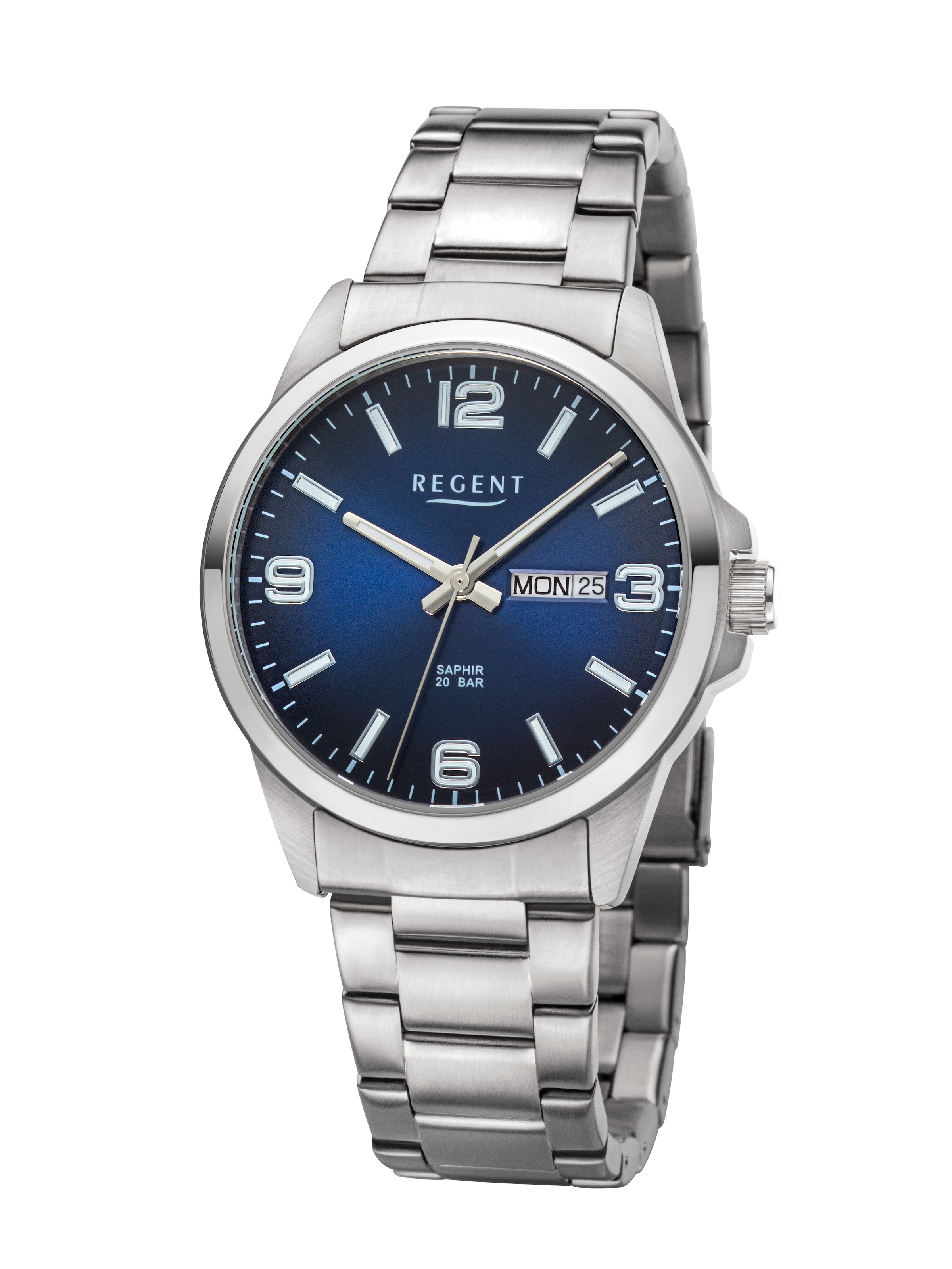 REGENT Analoguhr in Silber: Vorderseite