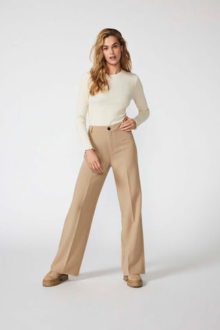 ONLY Regular Trousers with creases 'FLAX' in Beige