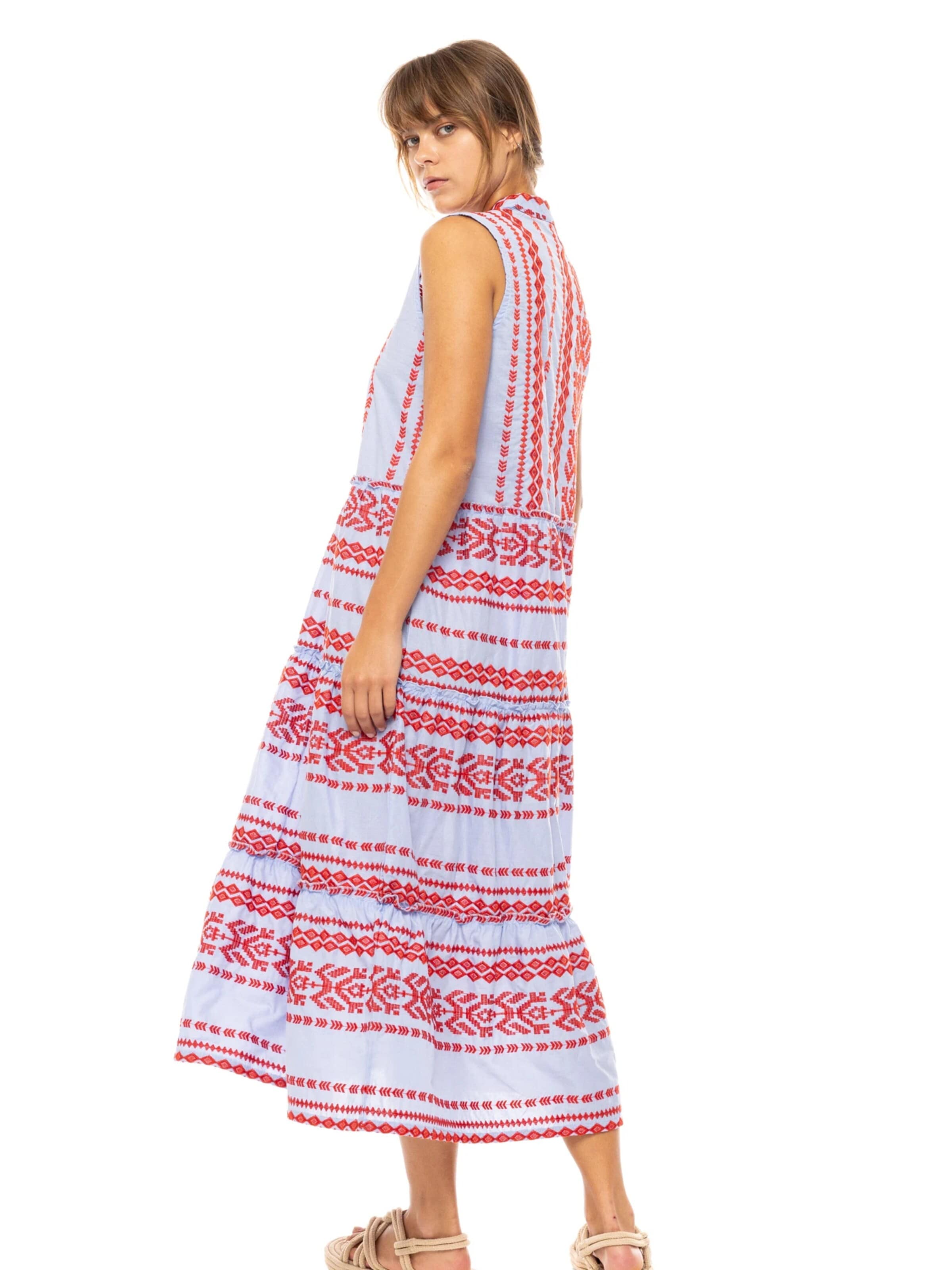 Pink Label - Vestido de verão 'BEACHWEAR LONG EMBRODERY ICE BLUE' em azul